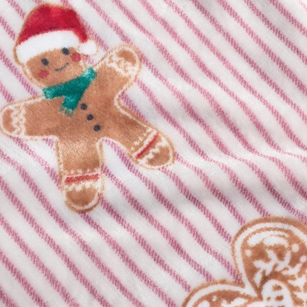 Punane/naturaalne tekk jõulumotiiviga 170x130 cm Christmas Gingerbread Stripe - Catherine Lansfield-image-3