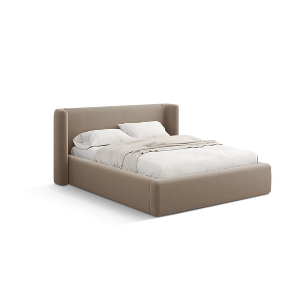 Helepruun polsterdatud kaheinimesevoodi, koos panipaiga ja restiga 160x200 cm Jason – Windsor & Co Sofas