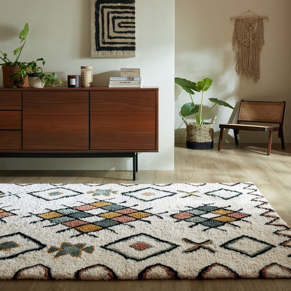 Kreem käsitsi kootud villane vaip 160x230 cm Moroccan Midar - Flair Rugs-image-1