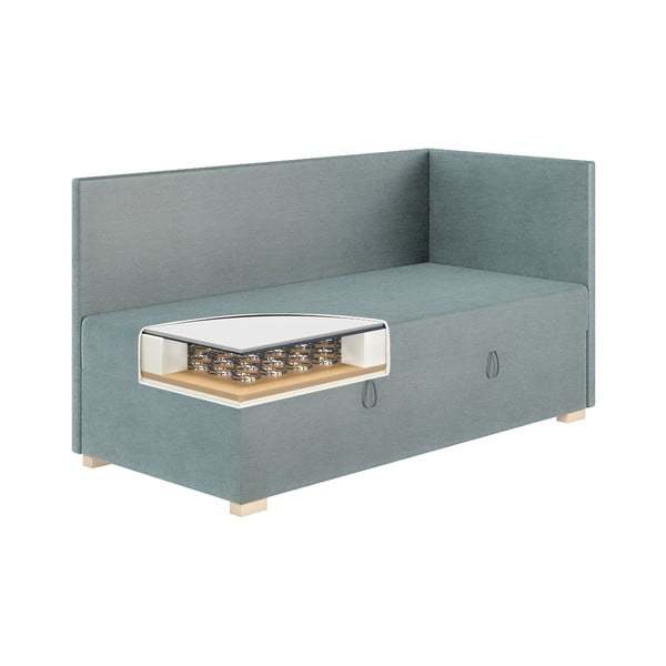 Sinine nurga lastevoodi koos madratsiga koos hoiuruumiga 90x200 cm Flexi – Ghado-image-4