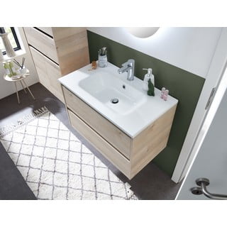 Valge valatud marmorist valamu ilma segistita 2x46 cm Quickset 393 - Pelipal