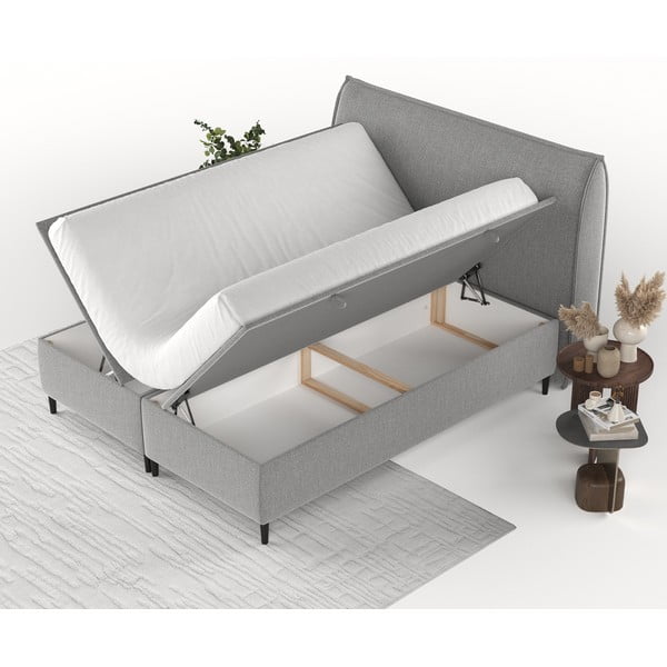 Helehall polsterdatud kaheinimese voodi koos panipaigaga 160x200 cm Draco - Maison de Rêve-image-3