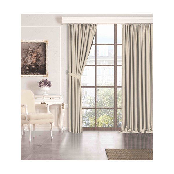 Beež poolmatt kardin 260x100 cm - Mila Home-image-2