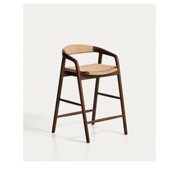 Pruun baaritool tammepuidust käetugedega (istme kõrgus 65 cm) Derile - Kave Home
