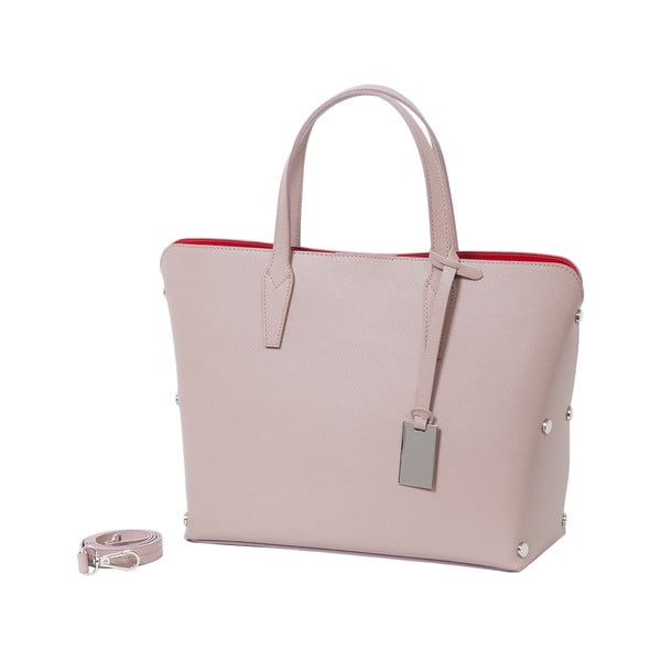 Pudrově růžová kabelka z pravé kůže Andrea Cardone Dettalgio