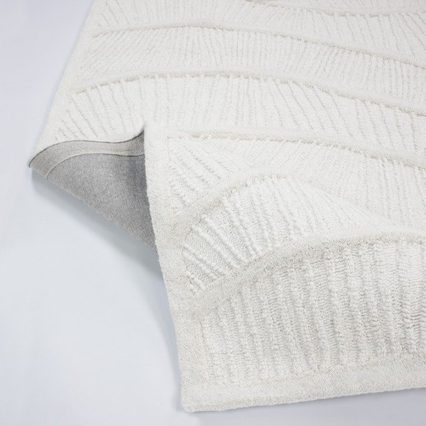 Valge käsitsi kootud villasegu vaip 200x290 cm Sculptured Wave - Flair Rugs-image-3