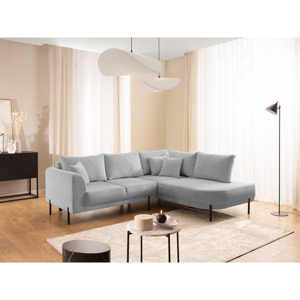 Helehall šenillist nurgadiivan (parem nurk/L-kujuline) Mauris - Ropez-image-1