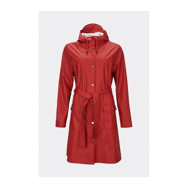 Tmavě červený dámský plášť s vysokou voděodolností Rains Curve Jacket, velikost L / XL
