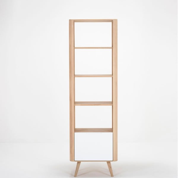 Valge tammepuust raamaturiiul 60x196 cm Ena - Gazzda-image-2