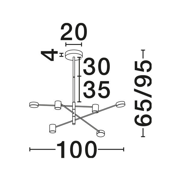 Must alumiiniumist hämardatav LED-rippvalgusti akrüülklaasist varjuga, ø 100 cm Nordik - Nova Luce-image-3