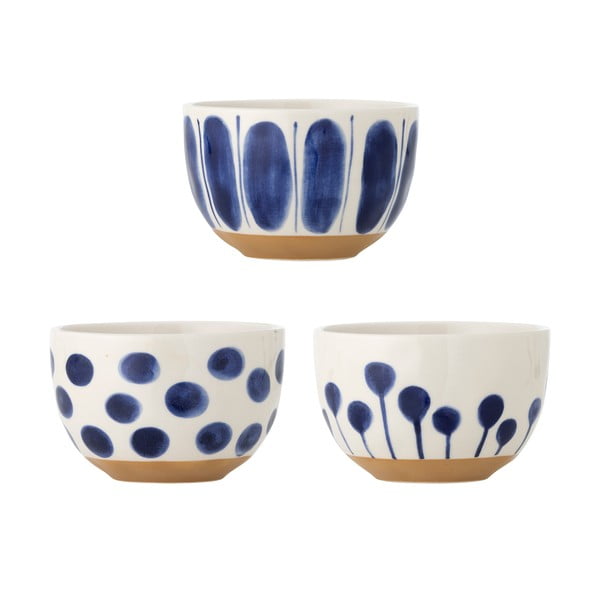 Valged/sinised kivikeraamikast kausid 3tk komplektis 580 ml Linora - Bloomingville