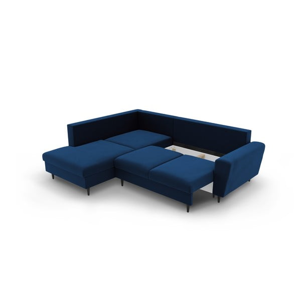 Sinine sametist panipaigaga nurgadiivanvoodi (vasak nurk/"L"-kujuline) Kyoto - Cosmopolitan Design-image-3