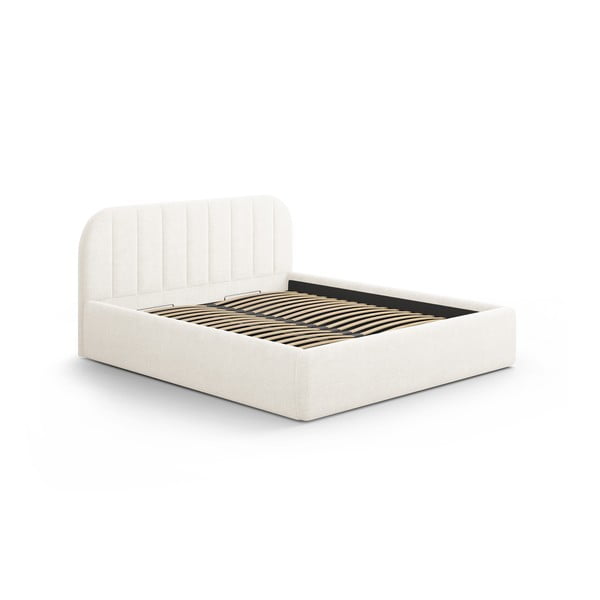 Elevandiluu toonis polsterdatud kaheinimesevoodi, koos panipaiga ja restiga 160x200 cm Juno – Windsor & Co Sofas-image-2