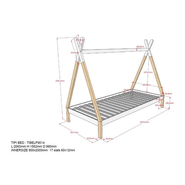 Valge lastevoodi , 90 x 200 cm Tipi - Vipack-image-4