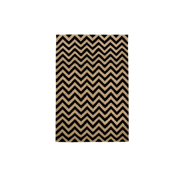 Ručně tkaný koberec Black and White Zigzag Kilim, 160x250 cm