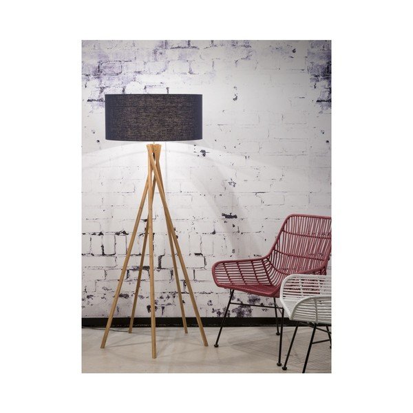 Sinise varju ja bambusstruktuuriga põrandalamp Kilimanjaro - Good&Mojo-image-1