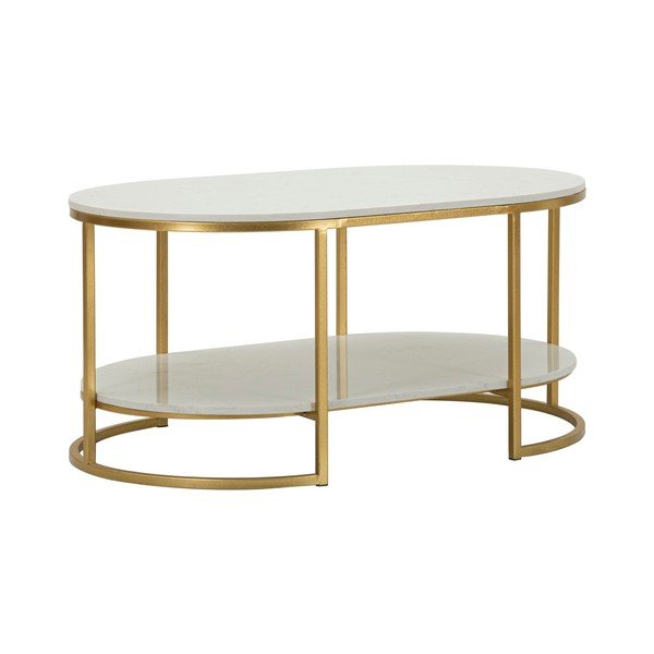 Valge/kuldne diivanilaud marmorist pealispinnaga 60x90 cm Izmir - Mauro Ferretti-image-3