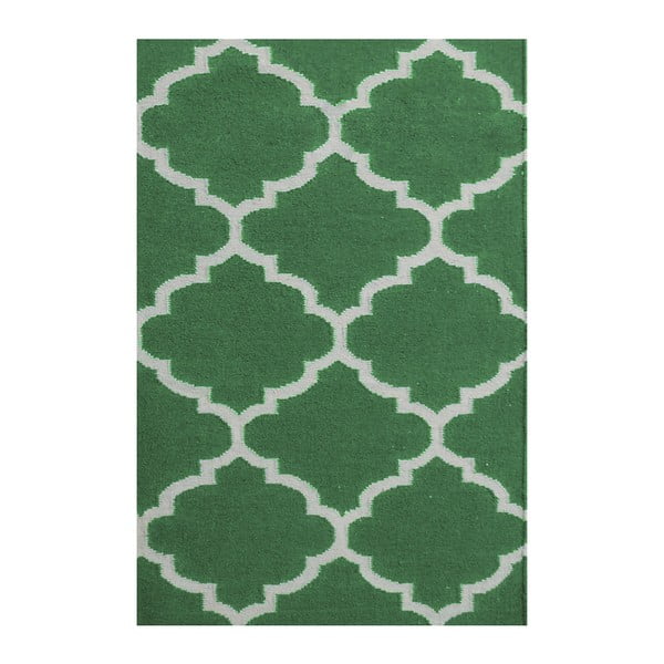 Zelený vlněný koberec Elizabeth , 90x60 cm