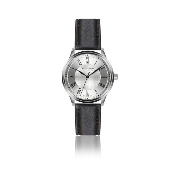 Pánské hodinky s černým páskem z pravé kůže Walter Bach Marrio