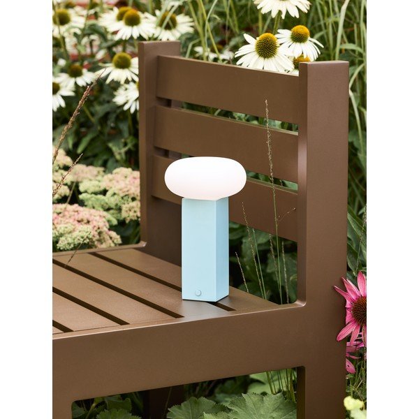 Sinine metallist hämardatav LED-laualamp klaasist varjuga (kõrgus 20 cm) Low - Hübsch-image-2