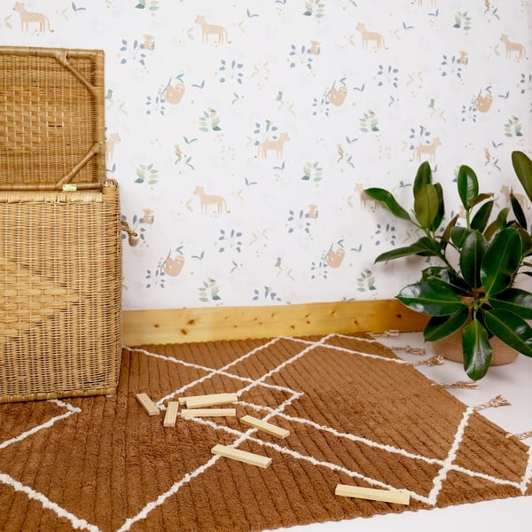 Pruun käsitsi valmistatud puuvillane vaip , 100 x 150 cm Lassa - Nattiot-image-2