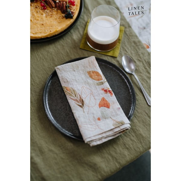 Oliivroheline linane teerätik, 65 x 45 cm - Linen Tales-image-1