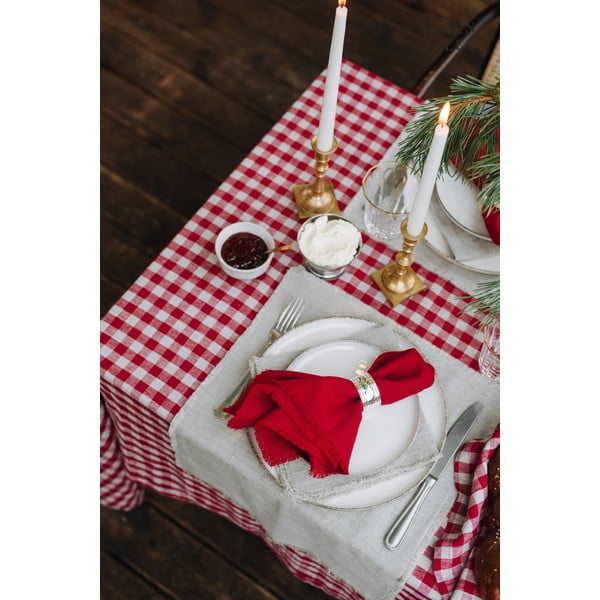 Linane laudlina 140x140 cm Red Gingham - Linen Tales-image-1