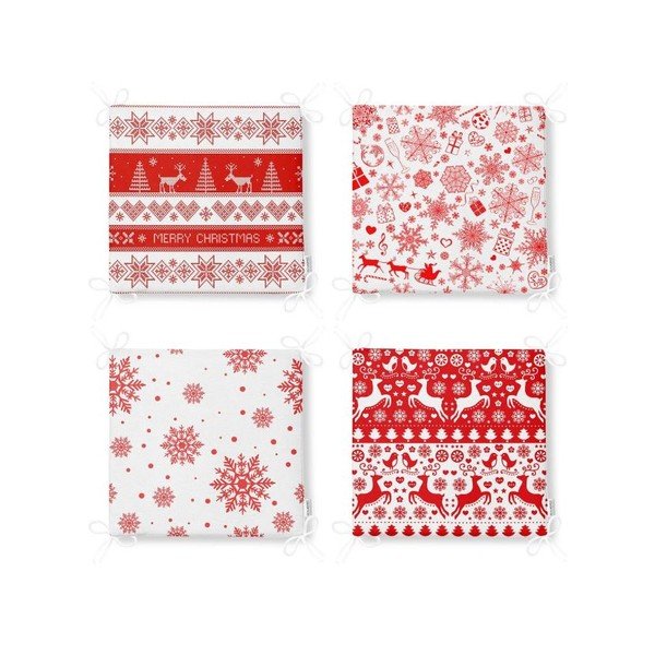 Jõulumotiiviga istmepadjad 4tk komplektis 40x40 cm Snowflakes - Mila Home