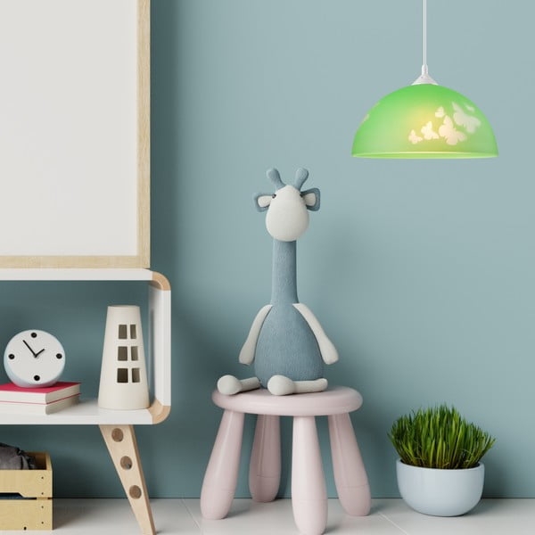 Roheline lastelamp klaasist varjuga ø 30 cm Mariposa - LAMKUR-image-3