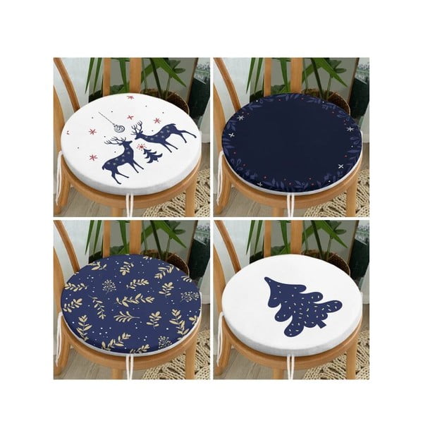 Jõulumotiiviga istmepadjad 4tk komplektis, ø 40 cm Blue Christmas - Mila Home-image-1