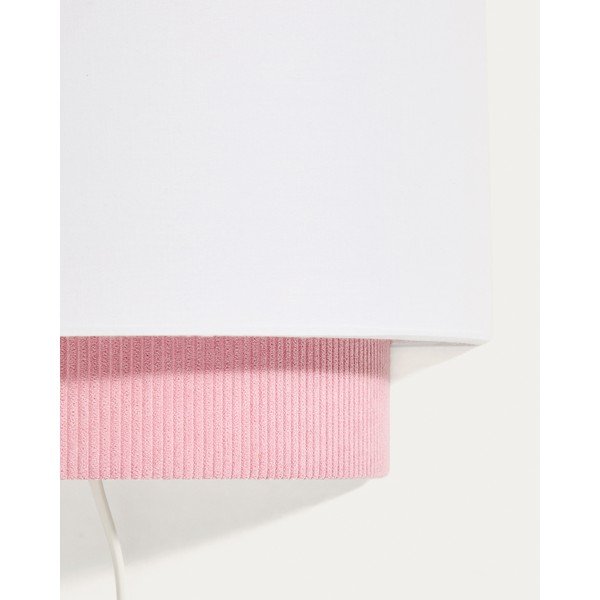 Valge/heleroosa laste lamp tekstiilist varjuga Bianella - Kave Home-image-2