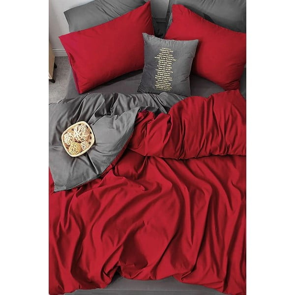 Punane-hall puuvillane kahekohaline voodilina/ pikendatud voodilina 200x220 cm - Mila Home
