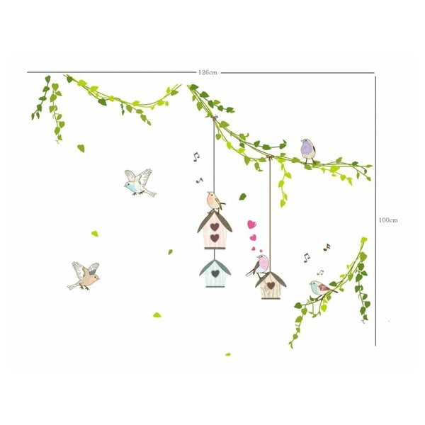 Komplekt seinakleebised Linnud puurid metsas - Ambiance-image-1