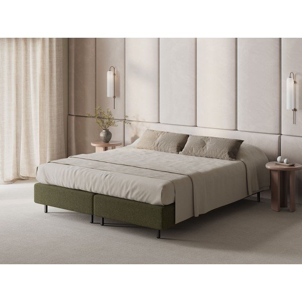 Roheline polsterdatud kaheinimesevoodi ilma peatsita 160x200 cm Whale - Micadoni-image-1