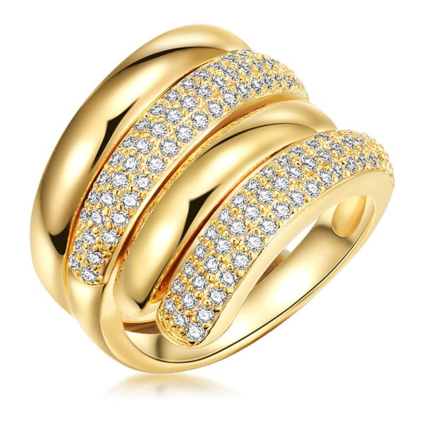 Dámský prsten ve zlaté barvě se zirkony Runway Rea, vel. 52