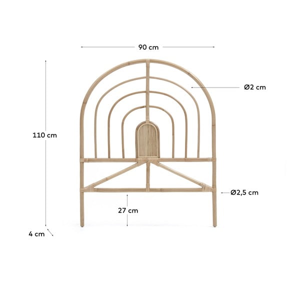 Rotangist pealaud naturaalses värvitoonis 90x110 cm Sundberg - Kave Home-image-2