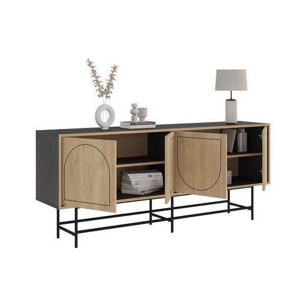 Must-tammedekooriga madal kummut 187x77,5 cm Giana - Marckeric-image-4