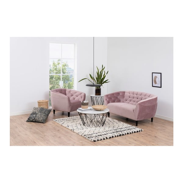 Puuderroosa sametne tugitool Ria - Actona-image-1