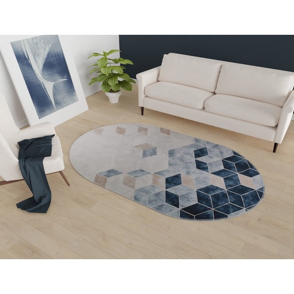 Valge ja sinine pestav vaip 60x100 cm - Vitaus-image-1