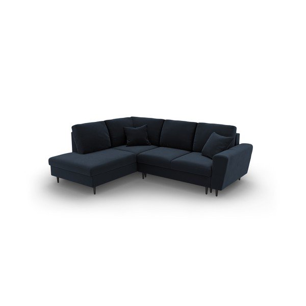 Tumesinine sametist panipaigaga nurgadiivanvoodi (vasak nurk/"L"-kujuline) Kyoto - Cosmopolitan Design-image-1