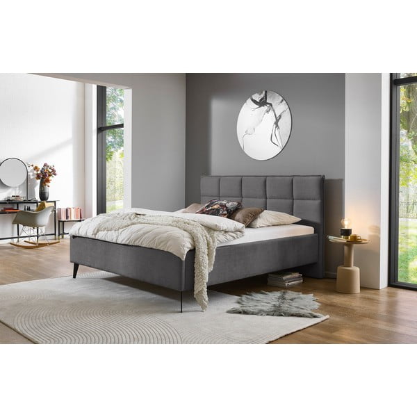 Must kaheinimesevoodi koos panipaiga 200x200 cm Paulo - Meise Möbel-image-1