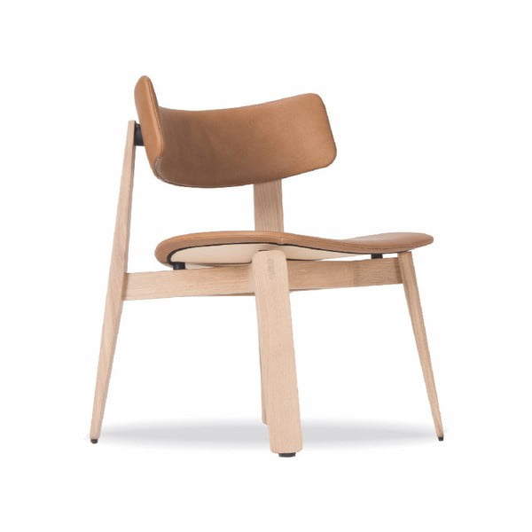 Jídelní židle z dubového dřeva s koženým sedákem Gazzda Nora