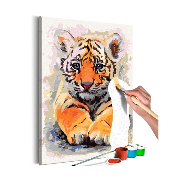 DIY set na tvorbu vlastního obrazu na plátně Artgeist Baby Tiger, 60 x 40 cm
