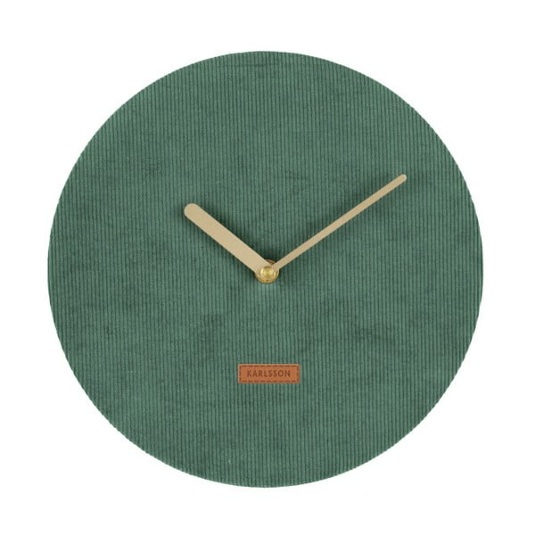 Tmavě zelené nástěnné hodiny s manšestrem Karlsson Corduroy, ⌀ 25 cm