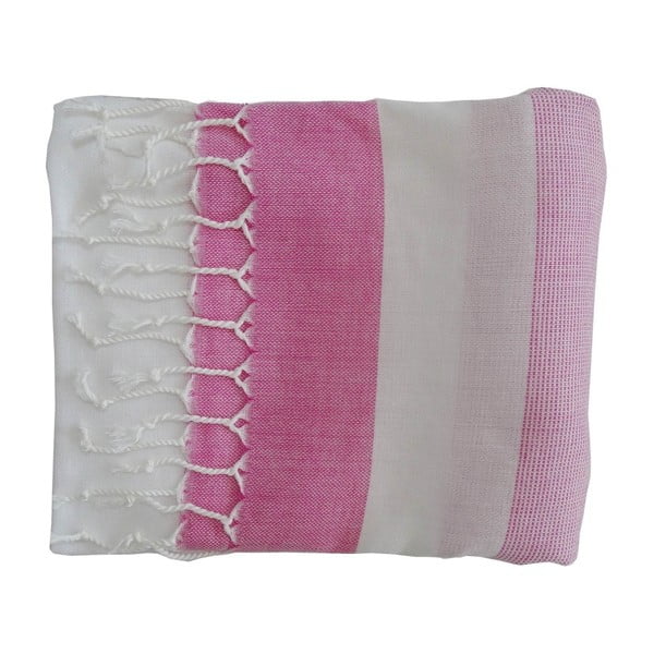 Růžová ručně tkaná osuška z prémiové bavlny Homemania Gokku Hammam, 100 x 180 cm