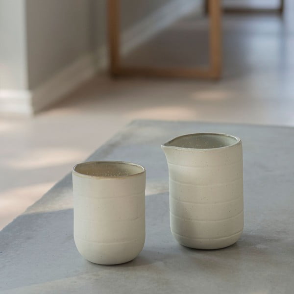 Valged tassid 2 tk komplektis kivist 0,3 l Sand Grain - Mette Ditmer Denmark-image-1