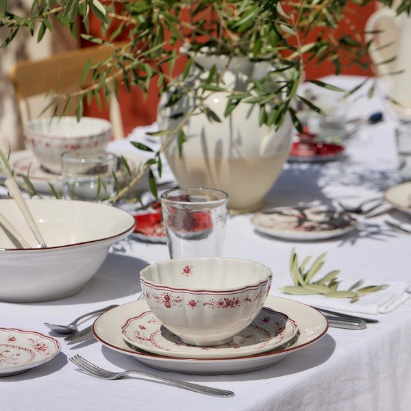 Punane/valge savinõust magustoidutaldrik ø 21 cm Vila - Costa Nova-image-2