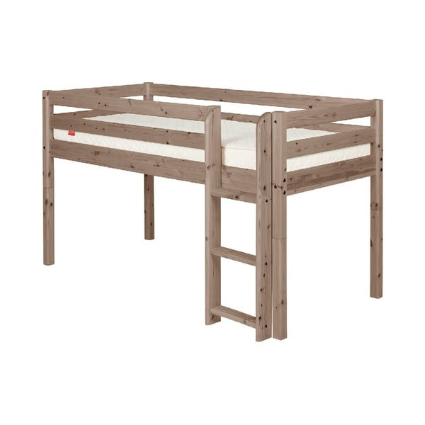 Hnědá středně vysoká dětská postel z borovicového dřeva Flexa Classic, 90 x 200 cm