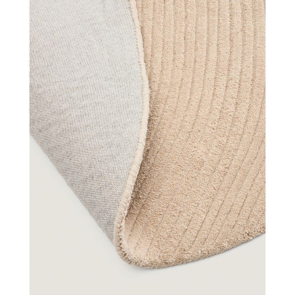 Kreem käsitsi kootud villane ümmargune vaip ø 200 cm Domm - Kave Home-image-3