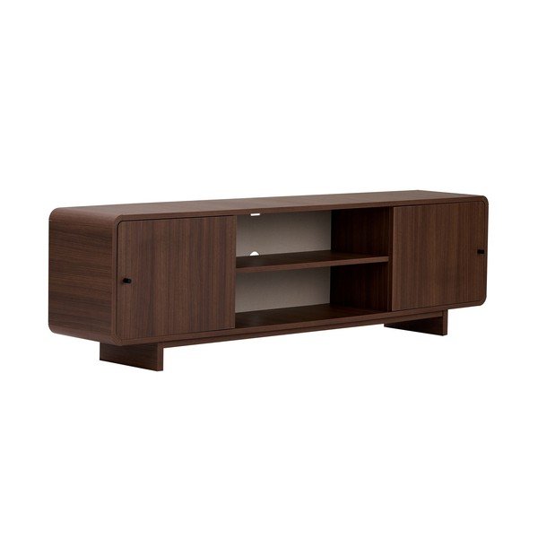 Tume naturaalses toonis pähklipuust televiisorilaud 180x52x34 cm Mirel - Nordure